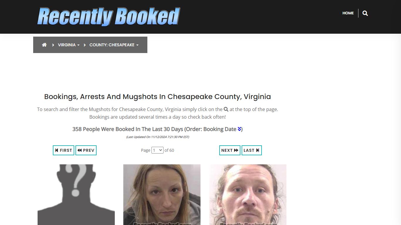 Bookings, Arrests and Mugshots in Chesapeake County, Virginia